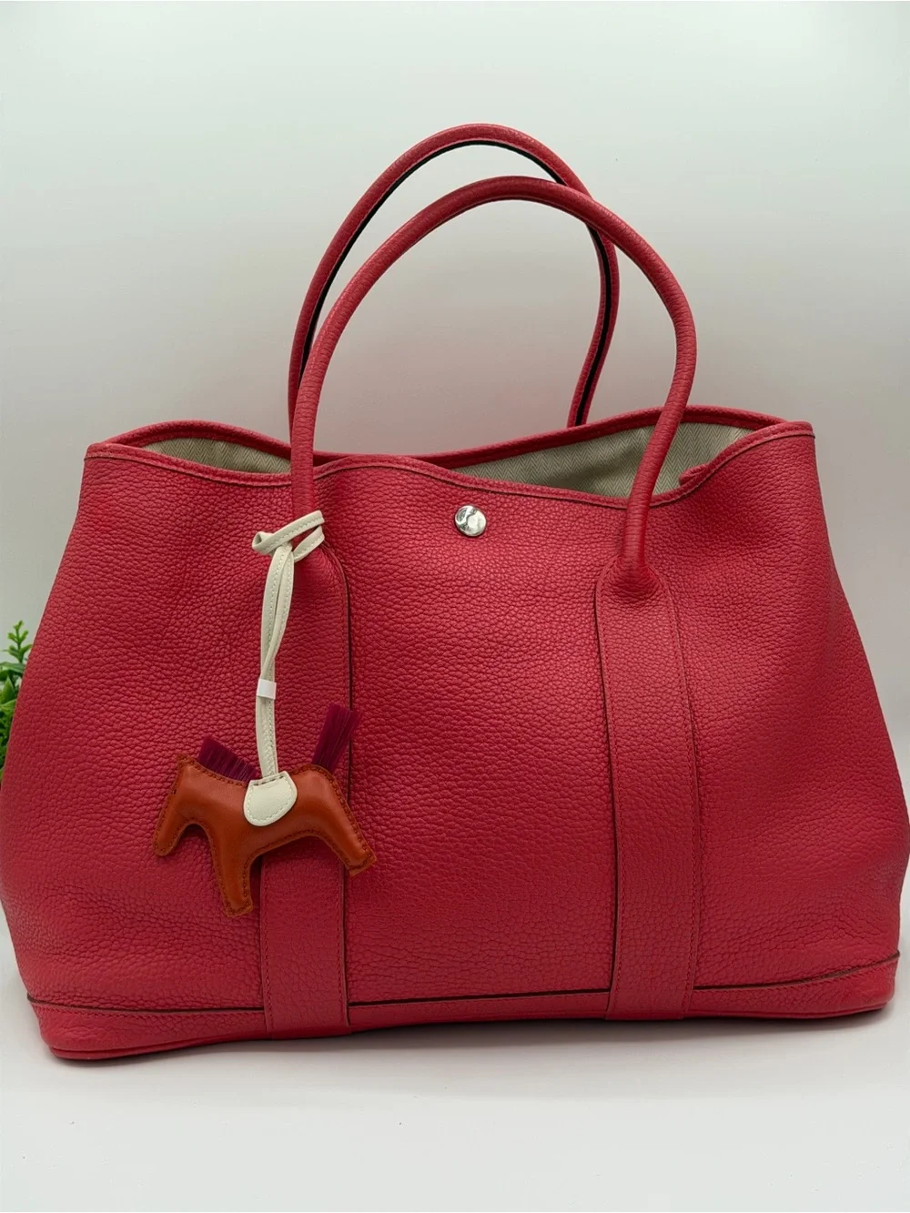 HERMES Garden Party leather pink tote bag😍
